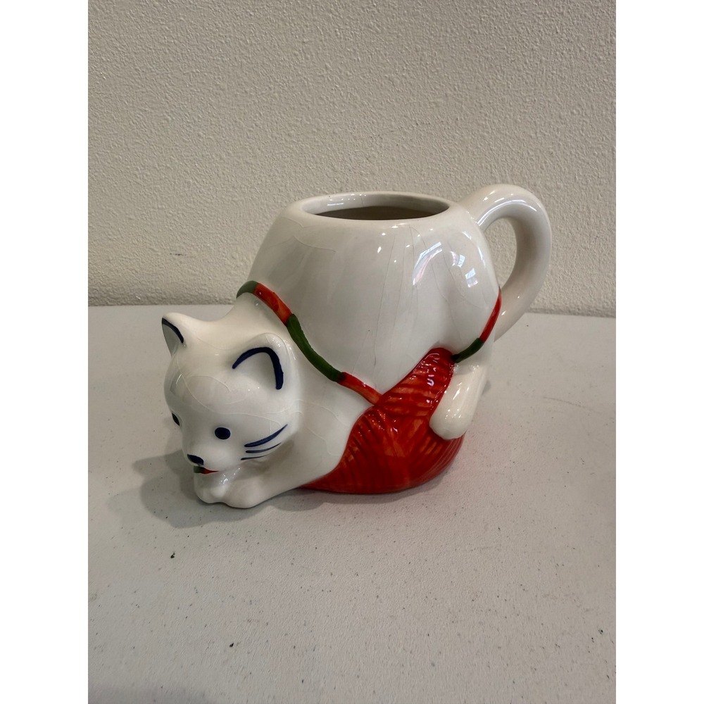 Wondershop Target Cat with Red Yarn Ball Ceramic Mug White 3D Coffee Cup